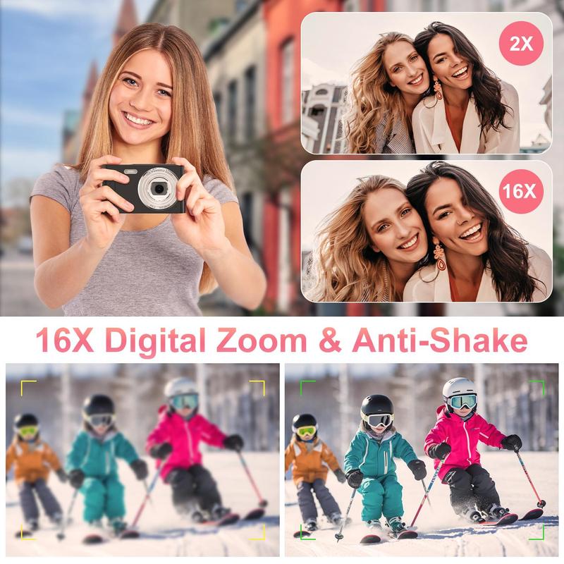 Digital Camera, 1 Count 50MP Portable Compact Camera with 16X Zoom & Flash, Auto Focus Vlogging Camera with Anti Shake, Compact Camera for Teens, Adults, Beginner