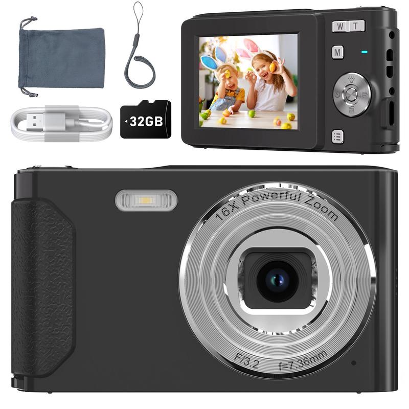 Digital Camera, 1 Count 50MP Portable Compact Camera with 16X Zoom & Flash, Auto Focus Vlogging Camera with Anti Shake, Compact Camera for Teens, Adults, Beginner