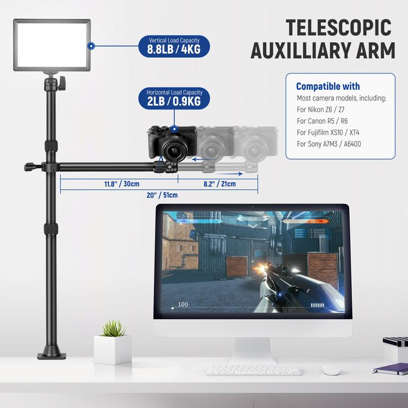 NEEWER TL253A+DS001 Tabletop Overhead Camera Mount Stand