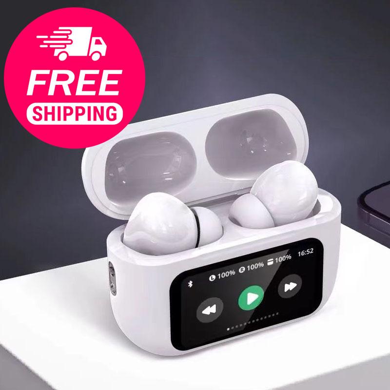 Wireless Earbuds, Visible Touch Screen Control, Environmental Noise Cancelling, Bluetooth 5.0, ANC, ENC, Hands-Free Calling, White