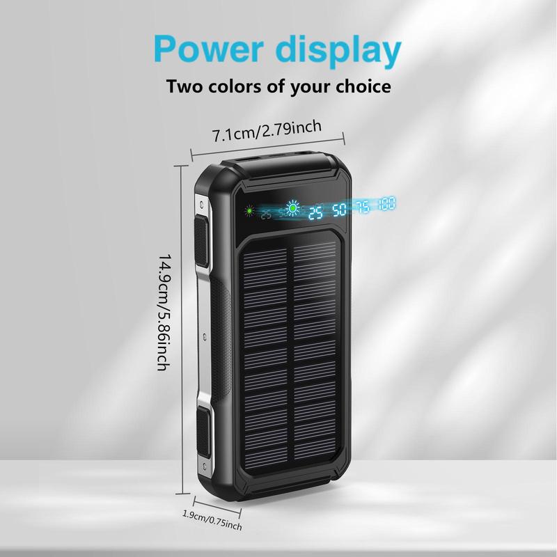 Solar Powered Portable Phone Charger Power Bank, 1 Count 15000mAh Solar Charger with USB C Input, Solar Power Bank, Portable Phone Charger for iPhone Samsung Google