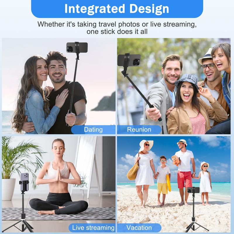 Dual optical retractable selfie stick integrated smartphone tripod, wireless remote control 360° rotation, Accessories Mobile Cellphone