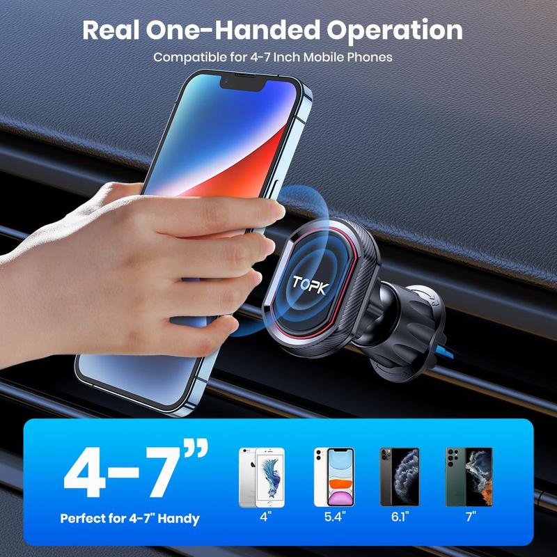 TOPK Magnetic Car Phone Holder, Car Phone Holder with 6 Strong Magnets, Universal Car Phone Navigation Holder, Car Interior Accessories