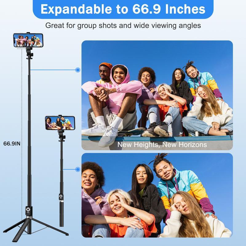 Dual optical retractable selfie stick integrated smartphone tripod, wireless remote control 360° rotation, Accessories Mobile Cellphone