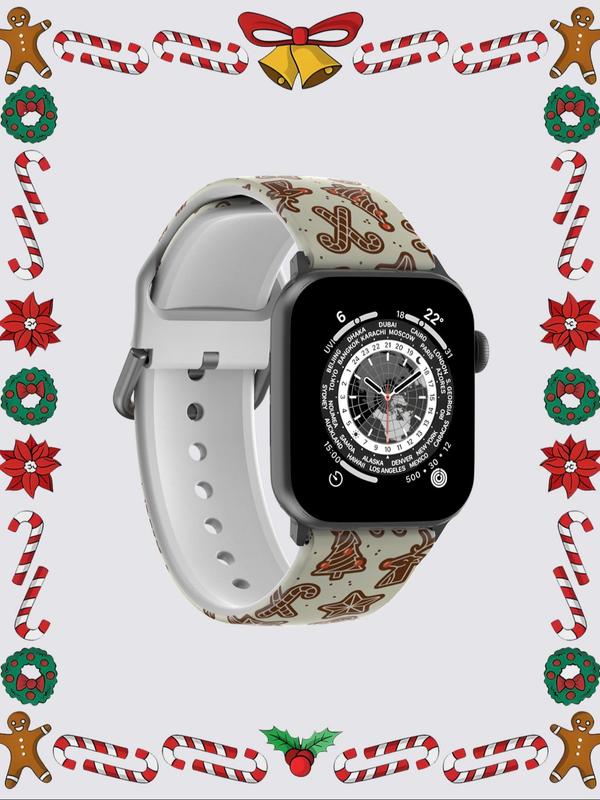 Christmas Themed Watch Band, Cute Gingerbread Man Pattern Watch Band for Apple Watch Ultra Series SE 9 8 7 6 5 4 3 2 1, Smart Watch Accessories