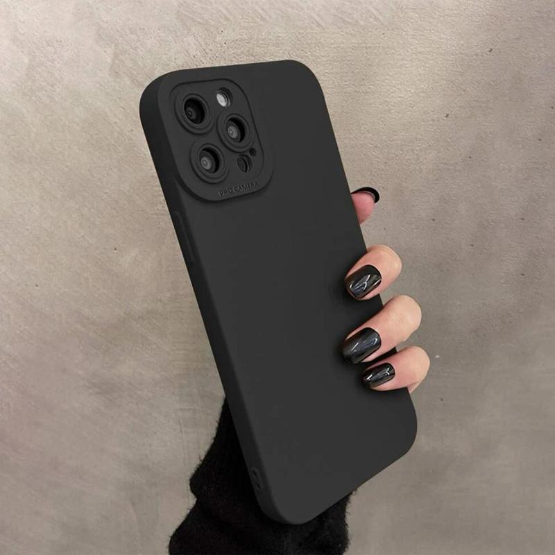 Simple Solid Color Phone Case (1 Count), TPU All-inclusive & Drop-resistant Camera Phone Protective Case For iPhone 15 14 13 12 Pro Max Plus, Mobile Phone Protection Accessories