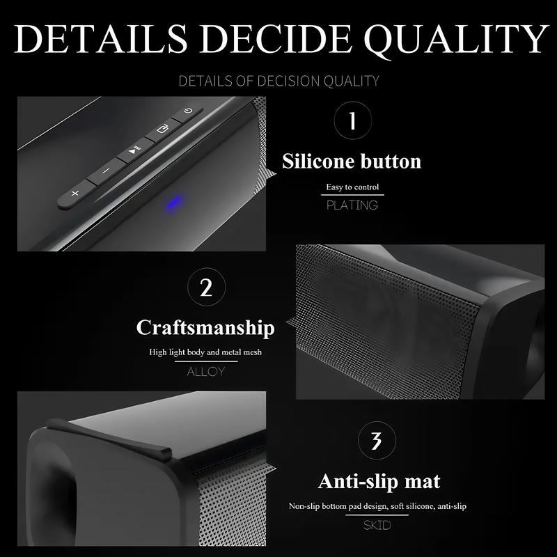 Bluetooth SoundBar Wired Wireless Bass Subwoofer Home Theater with 4pcs 5W Speakers,Remote Control Christmas and New Year Gifts Audio Compact Device Smartphone