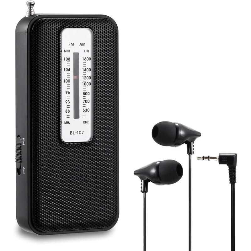 Pocket AM FM Radio with Best Reception, Mini Battery Operated Walkman Radio Portable, Includes Headphones, Operated by 2 AAA Batteries for Walking and Jogging