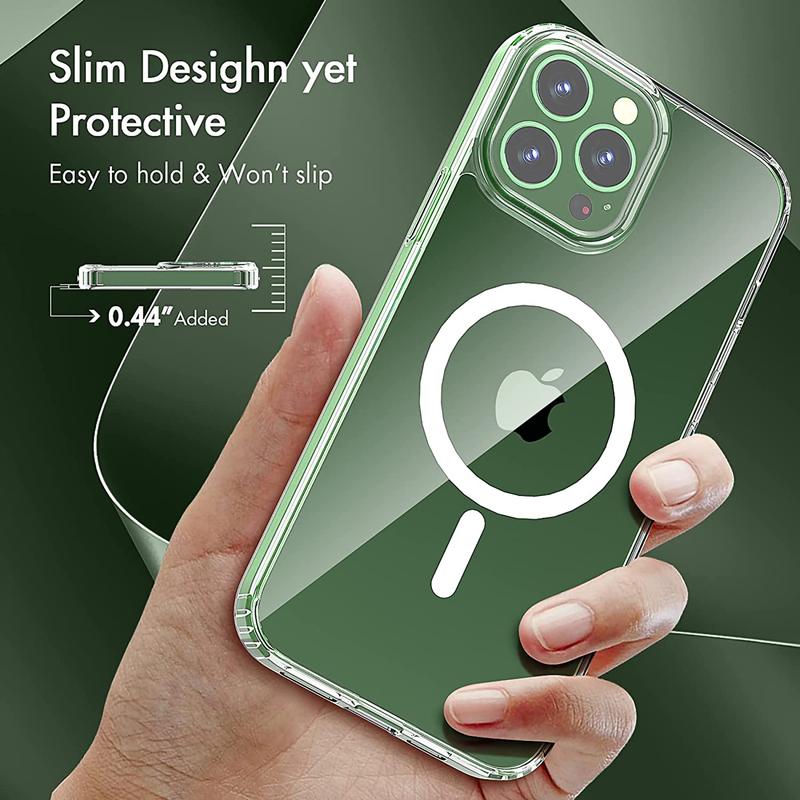 XG-Tech iPhone 16 15 Plus 14 13 Mini 12 11 Pro Max Magnetic Clear Transparent Case Compatible With MagSafe Cover - [Free] Tempered Glasses + [Free] Camera Lens Protector