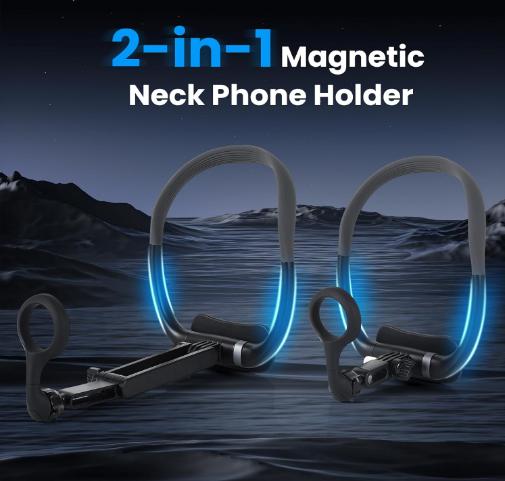 [Fall Deals] Magnetic Neck Phone Holder, 2024 New Longer Neck Phone  for Recording, Neck Phone Holder POV Vlog, Tripod and Selfie Holder for iPhone 15