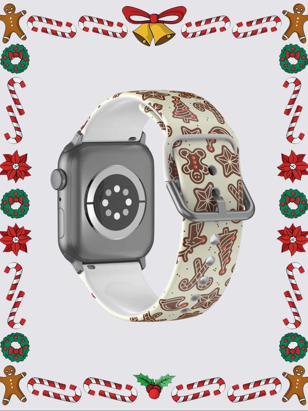 Christmas Themed Watch Band, Cute Gingerbread Man Pattern Watch Band for Apple Watch Ultra Series SE 9 8 7 6 5 4 3 2 1, Smart Watch Accessories