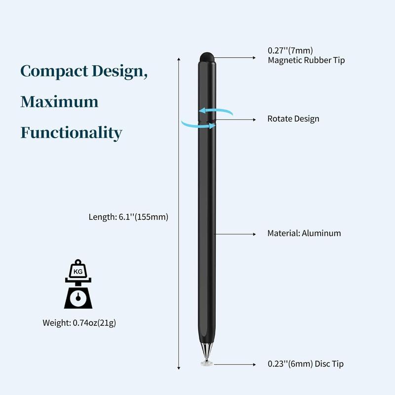 Stylus Pen for Touchscreen, 2 in 1 High Sensitivity Rotatable Disc Stylus for iPhone iPad Pro Tablets Samsung Tablets Chromebook All Universal Touch Screens(2Pack)