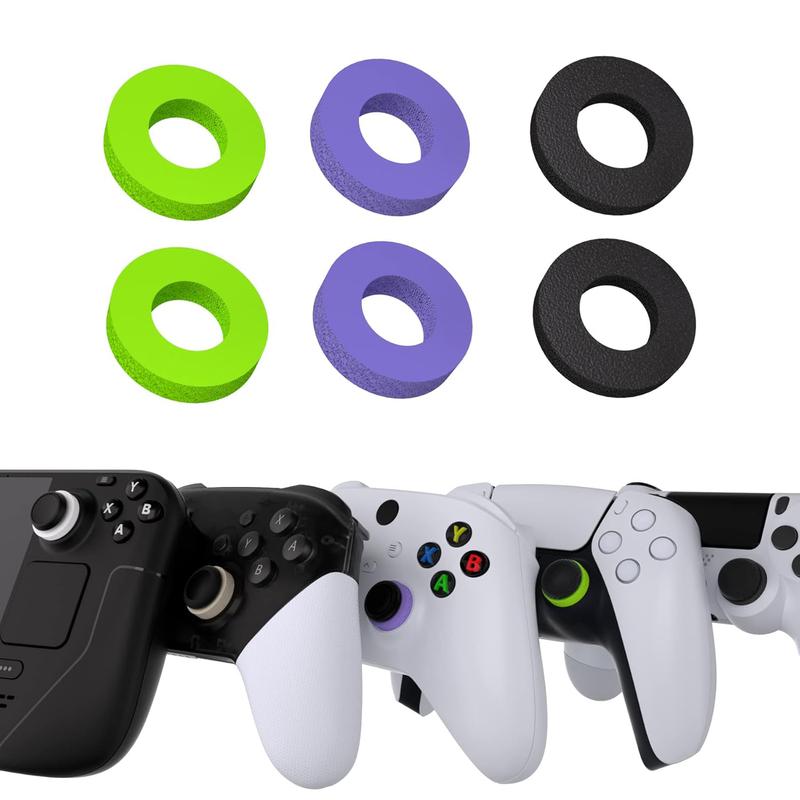 Precision Rings Aim Assist Rings Motion Control for Playstation 4 (PS4), PS5, Xbox One, XBX, Switch Pro and Scuf Silicone Soft Rings for Motion Controllers of varying intensity. (Black Purple Green)