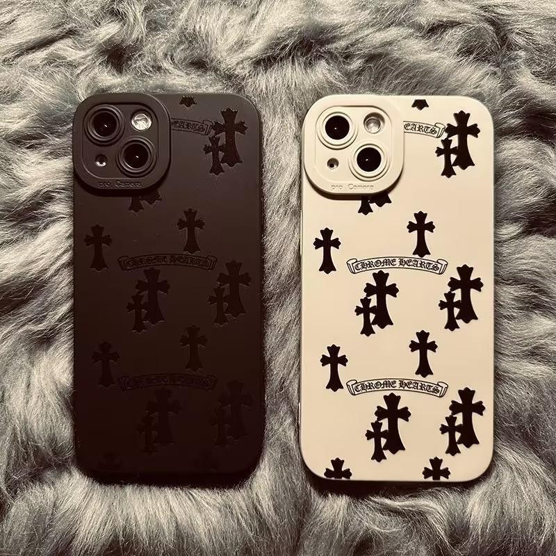 Black cross silicone anti fall all inclusive phone case，iphone11 12 13 14 15pro promax