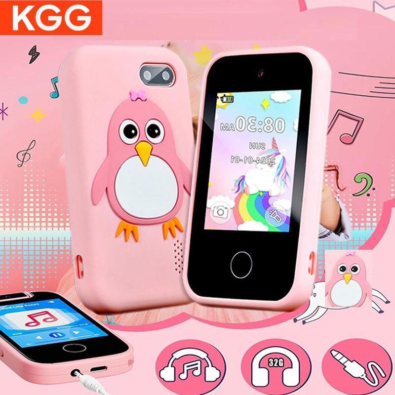 KGG Mini Phone Toy with 32G SD Card, Student Smart Phone Funny Learning Education Tool, Music Game Player Alarm Clock Calculator Flashlight Dual Camera Phone Toy