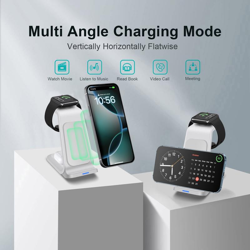 3 in 1 Charging Station, Wireless Charging Stand, Multifunctional Fast Charging Station For iPhone 16 15 14 13 12 11 Pro Max & Apple Watch & AirPods, Portable Charging Station