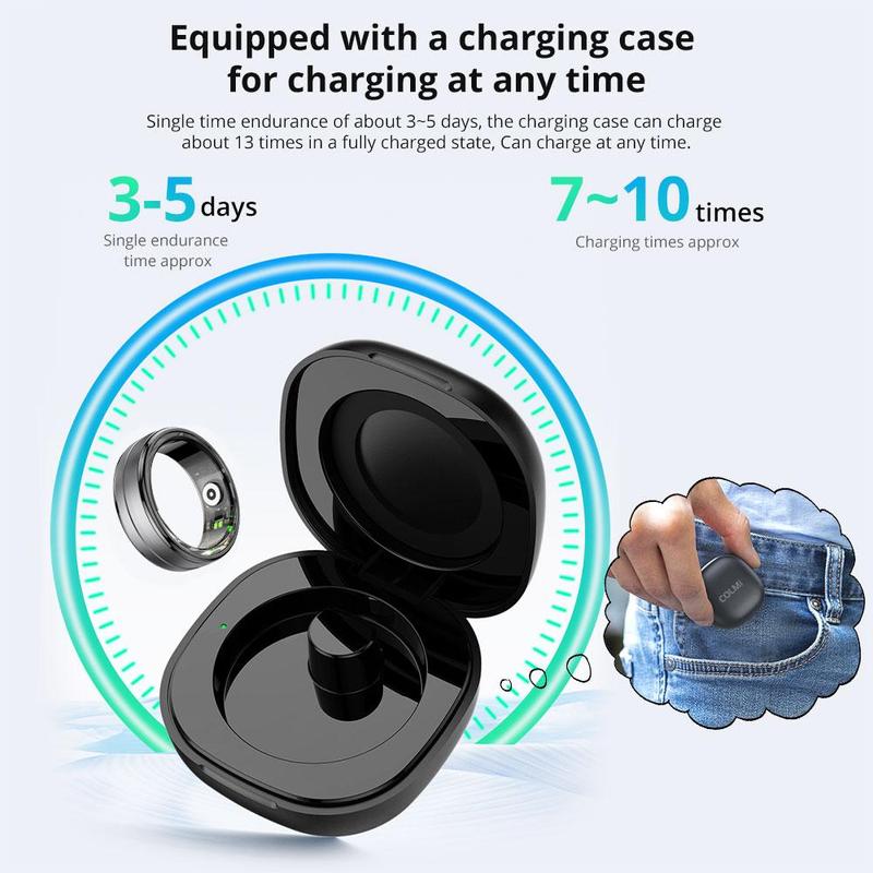 Smart Ring, Rechargeable Multifunctional Smart Ring, Waterproof Fashionable Ring for Women & Men, Compatible with Android & iOS