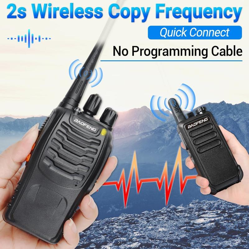 Baofeng walkie-talkie adult long distance walkie-talkie with headset microphone rechargeable two-way radio copy frequency handheld two-way radio transceiver walkie-talkie with USB base charger suitable for camping waterproof