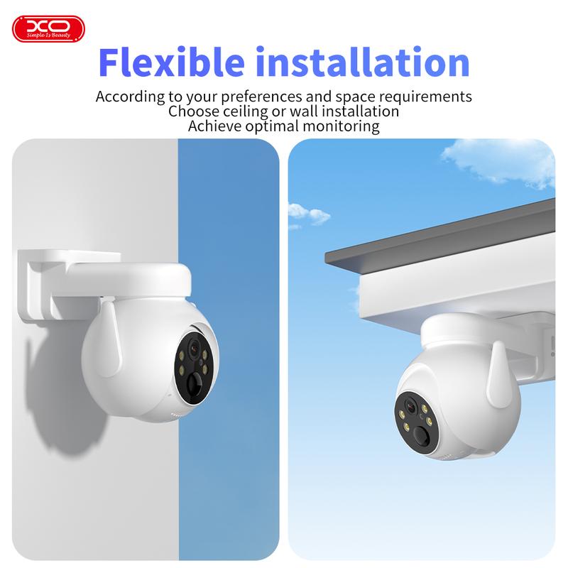 Solar security camera wireless outdoor, solar powered, 360° color night vision, PIR motion detection, alarm, color night vision, two-way talk, SD  cloud storage