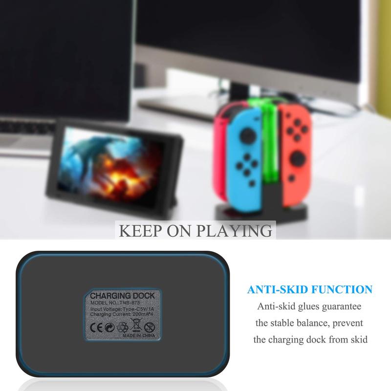 Game Console Controller Charger For Switch & OLED Model, 1 Box Charging Station For Pro Controller With LED Charger Indicator & Type C Charging Cable, Controller Accessories, Gaming Room Gadgets