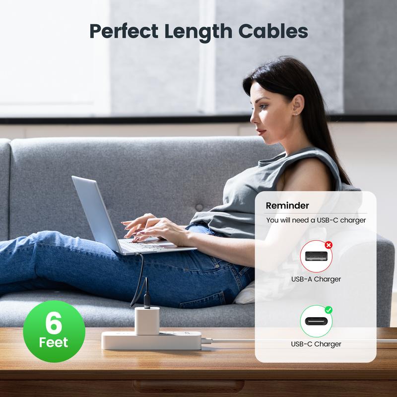 60W USB C to USB C Cable 10ft 6.6ft 3.3ft 5 Packs Type C Fast Charging Cable Silicone Charge Cord for iPhone 15 15Pro  Pro Max, iPad Pro, Samsung Galaxy S23 S22 S21 S20 Series, MacBook Air, Swtich fast charge