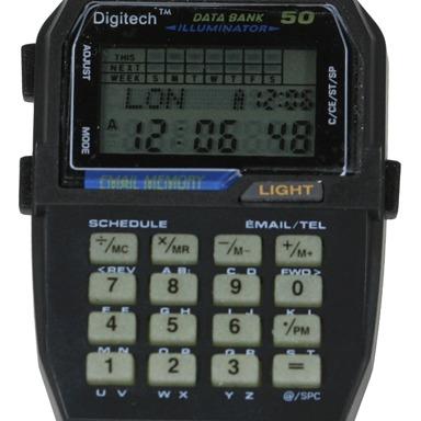 Vintage Retro Black Rubber Data Bank Digital Calculator Multifunction Smart Watch Wearable Devices