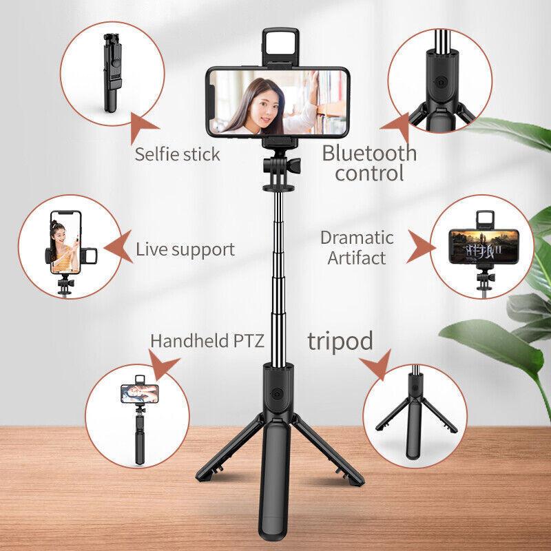 Selfie Stick, Extendable Selfie Stick Tripod,Phone Tripod with Wireless Remote Shutter,Group Selfies Live Streaming Video Recording Compatible with All Cellphones Accessories Smartphone