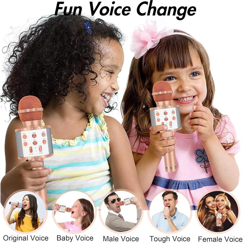 Karaoke Microphone for , Fun Toys Karaoke Machine with  & LED Lights, Home KTV Birthday Party Player, for 5 6 7 8 9 10+  Girls Boys Teens (Rose )