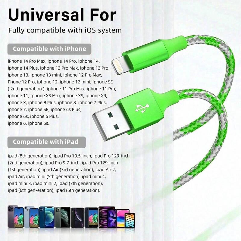 10FT Charging Cable for iPhone, [Apple MFi Certified] USB A Portable Charger Cable for Lightning, Nylon Braided Smartphone Charging Data Cable Compatible with iPhone 14 13 12 11