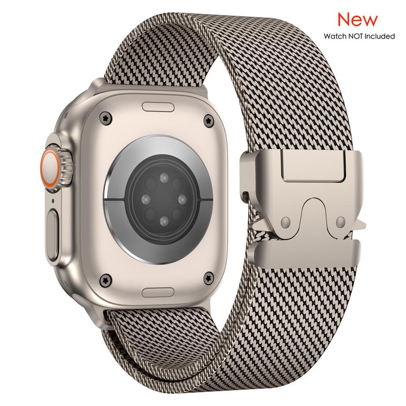 New Milanese WatchStraps Compatible with Apple Watch Ultra Ultra2 Band 49mm 46mm 45mm 44mm Titanium for Men,  with secure parachute-style buckle for iWatch Series 9 8 7 SE2 6 5 4 3 2 1 band 49mm 46mm 45mm 44mm   Wearable Accessories  Gift