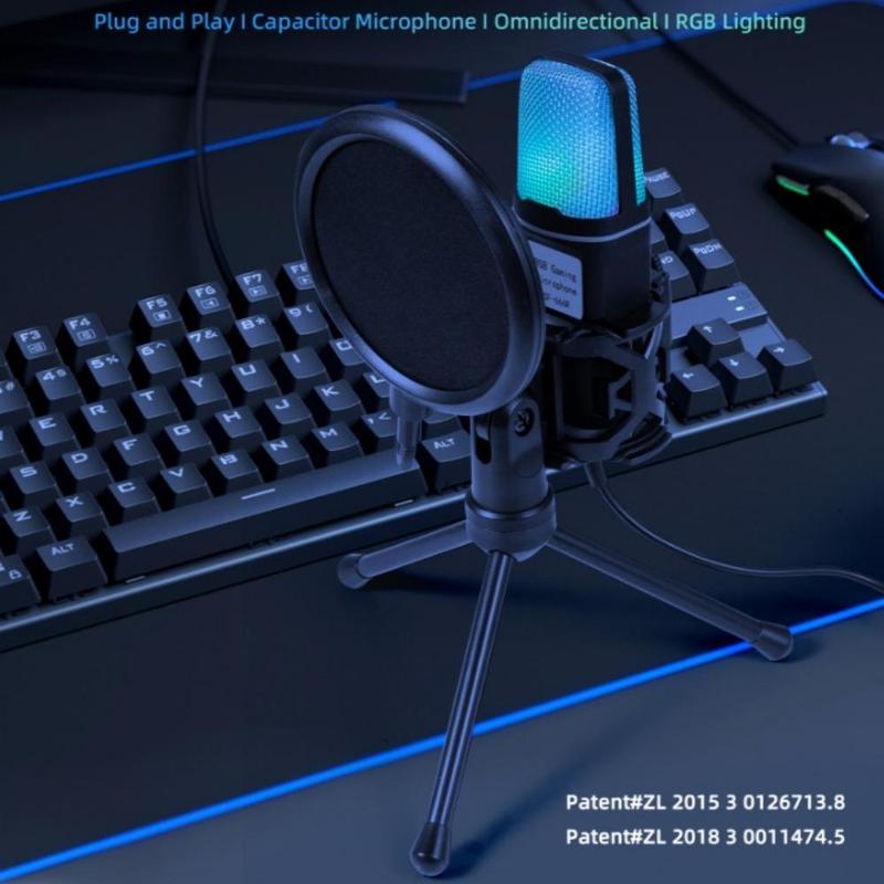 YANMAI Professional RGB Gaming Microphone, USB Rechargeable Condenser Microphone, Studio Recording Microphone for Music Recording, Live Streaming & Podcast Broadcast