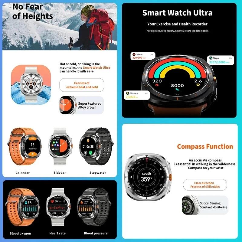 For Samsung New Galaxy Watch 7 Ultra GPS Trackr NFC Smart Watch Men Custom Dial 460*460 AMOLED Bluetooth call Sport Smartwatchs