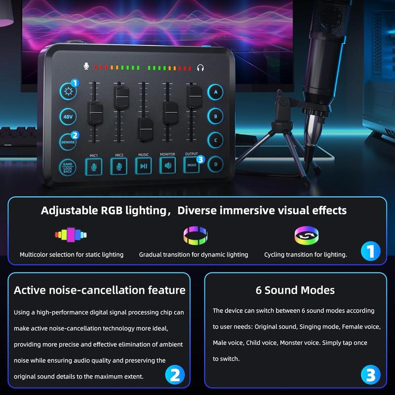 Podcast Equipment Bundle Includes Audio Mixer and BM800 Microphone, Ideal for Video Production, Live Streaming, Gaming voiceovers. Compatible with Various Operating Systems and Software