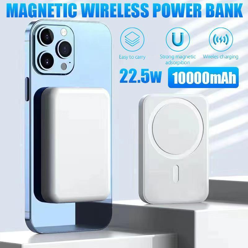 2025 Power Bank Wireless Portable Charger, 10000mAh Magnetic Power Bank with Type-C Cable LED Display 22.5W PD Fast Charging Lighting Mag-Safe Battery Pack for iPhone 15 14 13 12 Mini Pro Pro Max-Grey