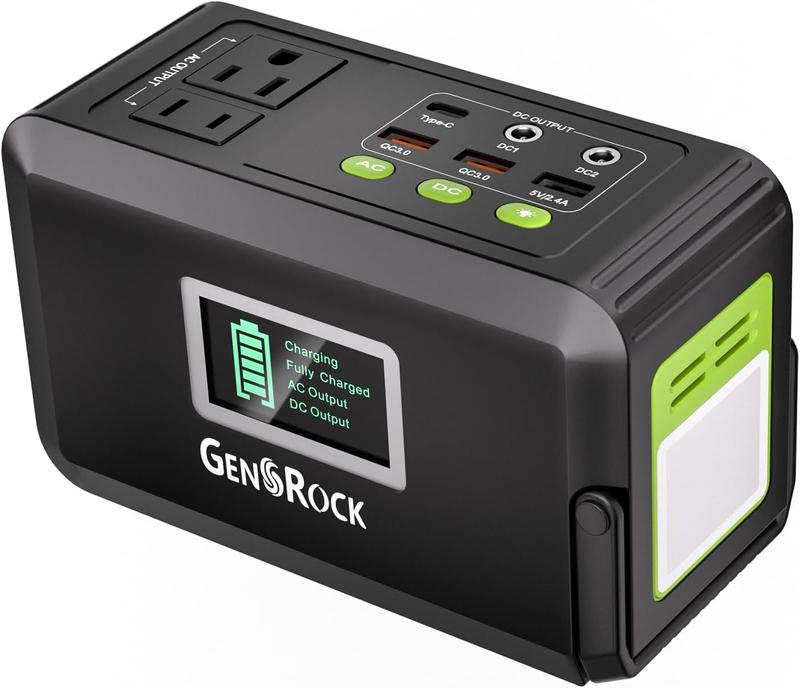 Gensrock 120W Portable Power Bank,with USB Ports and 110V 120W (Peak 150W)Multiple Sockets for Mobile Phones, Smartphones, and Accessories – Perfect for On-the-Go Charger. For Home, Camping, Travel, and Emergency Use. solar panel