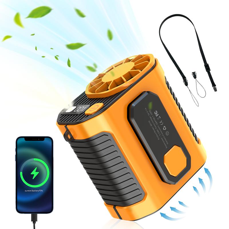 Portable 10000mAh Power Bank for summer Gift, 1 Count 3 in 1 Outdoor Fan with Torch, 10 Wind Speeds Cooling Fan with LED Light, Rechargeable Camping Fan, Suitable for Outdoor Work, Farm, Hiking, Camping, Gardening and Travel