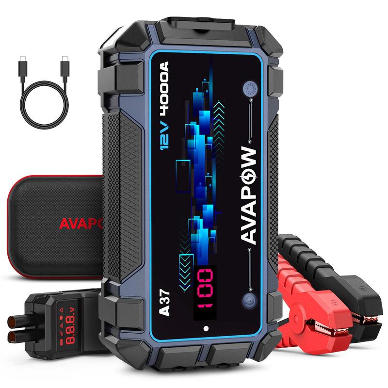 4000Ax2 Peak Battery Jump Starter (for All Gas or Up to 10L Diesel), Portable Battery Booster Power Pack, USB Quick Charge 3.0+PD 60W Fast Charging Lithium Jump Starters Charger Pack