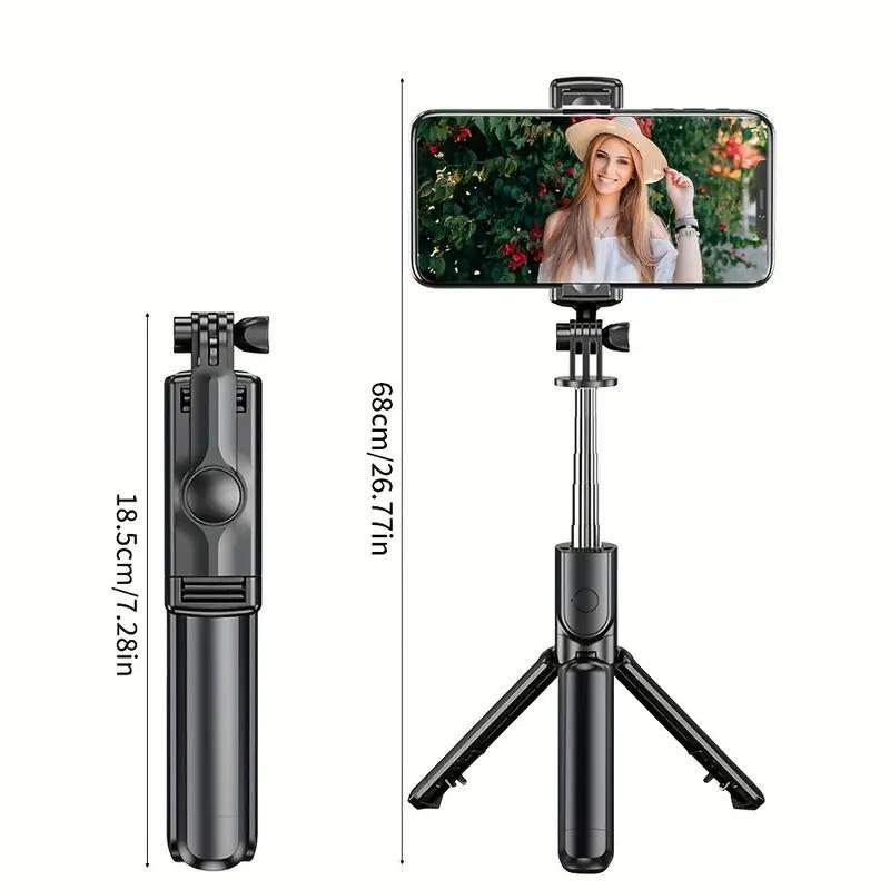 Music Festival Rotatable Selfie Stick Tripod with Remote Control for iPhone VIVO OPPO Android Phones, Anti-Shake Telescopic Selfie Stick for Live Streaming