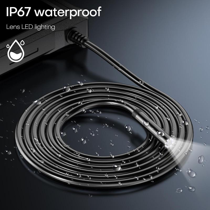 Industrial Endoscope for Summer, HD Digital Pipe Inspection Camera, Waterproof Snake-shaped Camera with LED Light for Mechanical Equipment, Automotive Repair, Men Gifts