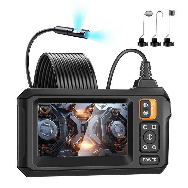 Dual Lens Endoscope Camera, 4.3 Inch HD Monitor Camera with 8mm Detection Lens, IP67 Waterproof Car Inspection Tool for Car Maintenance