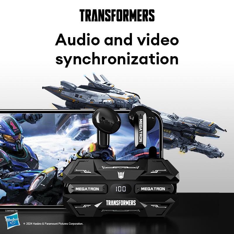 TRANSFORMERS TF-T51 Semi-in-ear Design Wireless Earphone, 1 Count Bluetooth-compatible 5.4 Chip Stable Connection Earphone, Long Battery Life Earbuds for Gaming