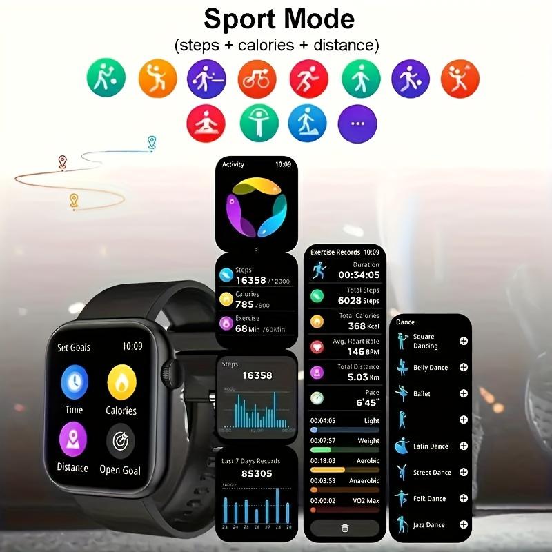 2024 New 2-Inch Touch Screen Dual-Band Smart Watch, Unisex, Support Call Function, Step Counting and Calorie Tracking, Call SMS Reminder, Multi-Function Fitness Smart Sport Bracelet, Wireless Connection Suitable for Android Phones and iPhone