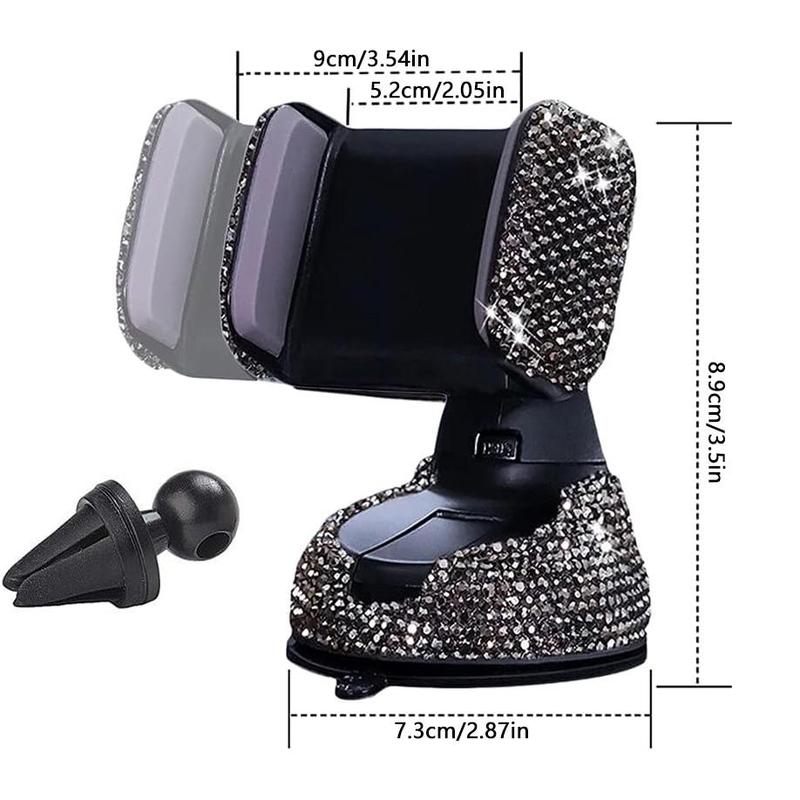 Glitter Rhinestone Decorative Car Phone Holder, 360 Degree Free Rotatable Car Phone Rack, Car Air Outlet Phone Stand