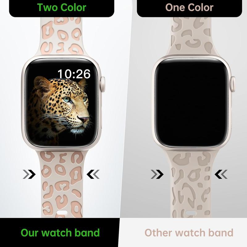 3 Pack Engraved Leopard Bands Compatible with Apple Watch Band