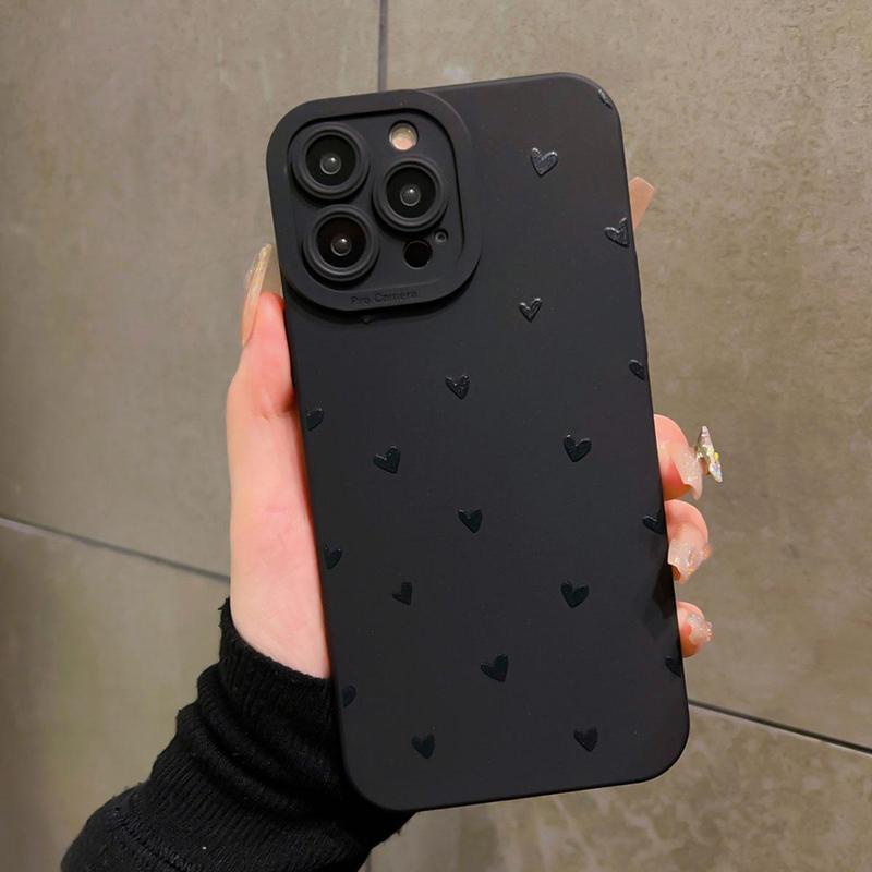 Fall Solid Color Mini Heart Pattern Phone Case, Summer TPU Shockproof Phone Protective Cover, Spring Cellphone Accessories for iPhone Series 11 12 13 14 15 Pro Max 15 Plus, for iPhone 16 Pro Case