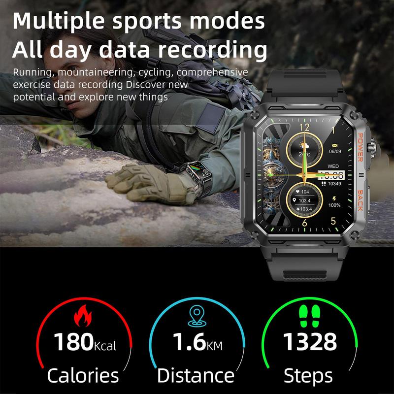 Multifunctional Smart Watch, Multipurpose Large Screen Fitness Tracker Watch with Wireless Call, Waterproof Outdoor Sports Watch with Activity Tracker, Pedometer