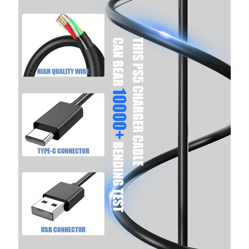 USB C Charging Cable Compatible with PS5 Controller, 2 Pack 6.6Ft Fast Charging USB Type C Charger Cord Compatible with PlayStation 5 PS5 Dual Sense, Xbox Series X Series S Controllers