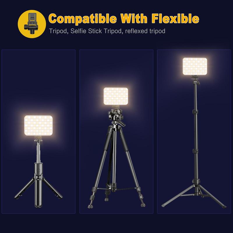 Portable LED Selfie Light with Front & Back Phone Clip, 3 Light Modes Clip on Ring Light for Tablet Camera Tripod, Rechargeable Camera Fill Light for Selfie