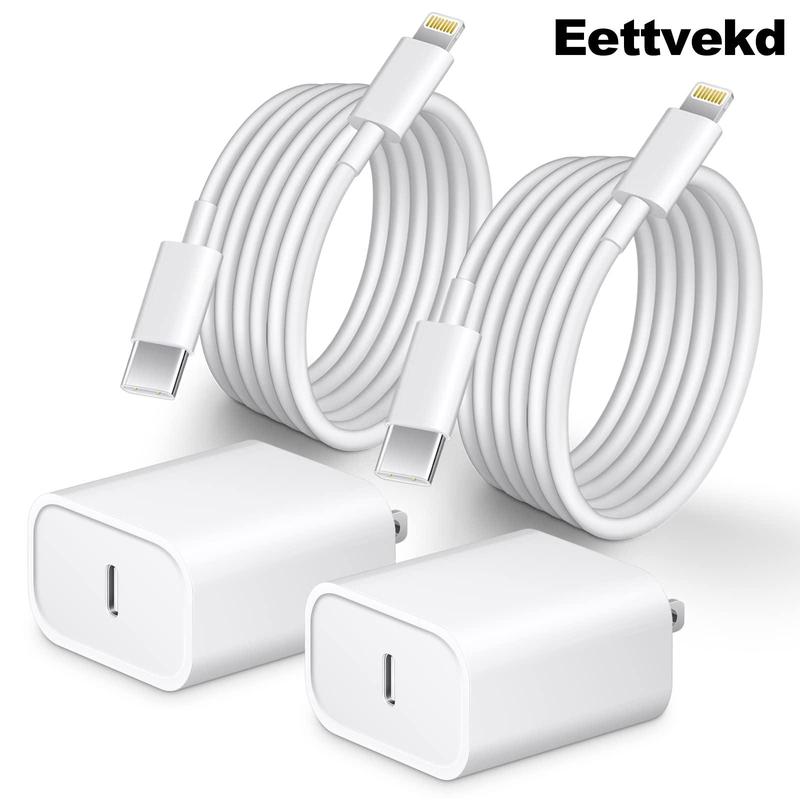 EETTVEKD Fast Charging Charger & Cable Set, 2 Counts Type C Wall Charger Block with 2 Counts Cable, USB C Cable for iPhone 14 13 12 11, AirPods Pro