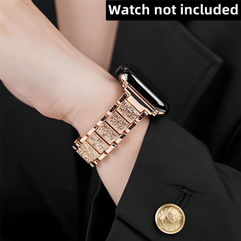 Rhinestone Decor Watch Band (Band Only), Smart Watch Replacement Watchband, Fashion Wearable Accessories Compatible with Apple Watch Ultra Se 8 7 6 5 4 3 2 1